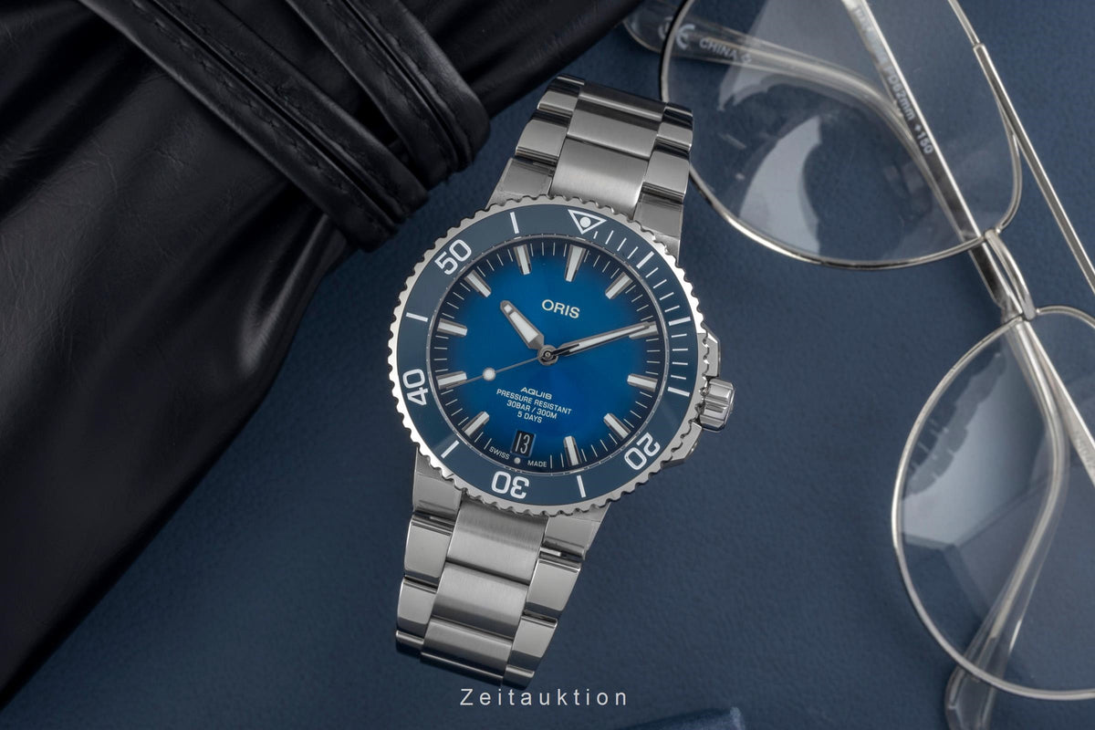Oris Aquis Date acciaio automatismo orologio da uomo 01 400 7763 4135-07 8 24 09PEB LP: 3500EUR  [2605144]