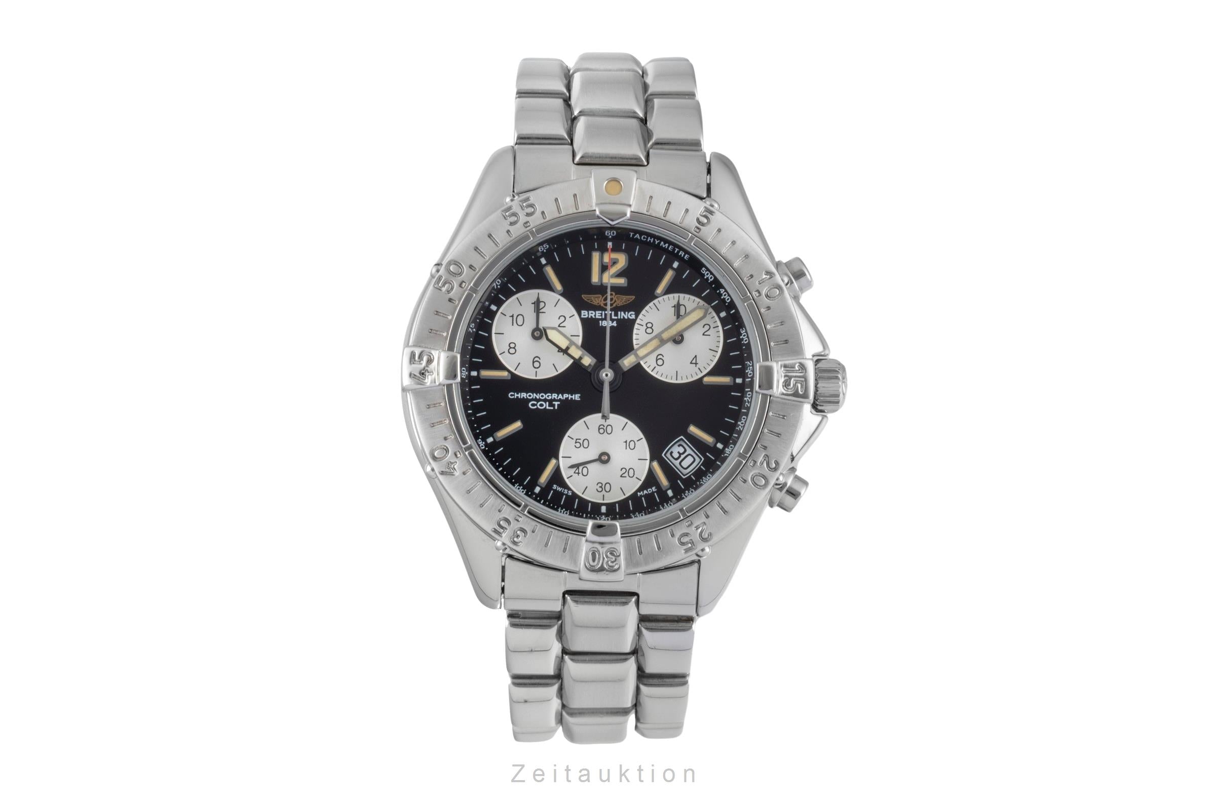 Breitling Colt Chronograph Black Dial Quarz Stahl Herrenuhr Ref. A53035 Papiere [2605211]