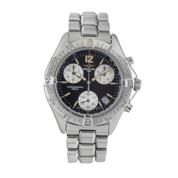 Breitling Colt Chronograph Black Dial Quarz Stahl Herrenuhr Ref. A53035 Papiere [2605211]