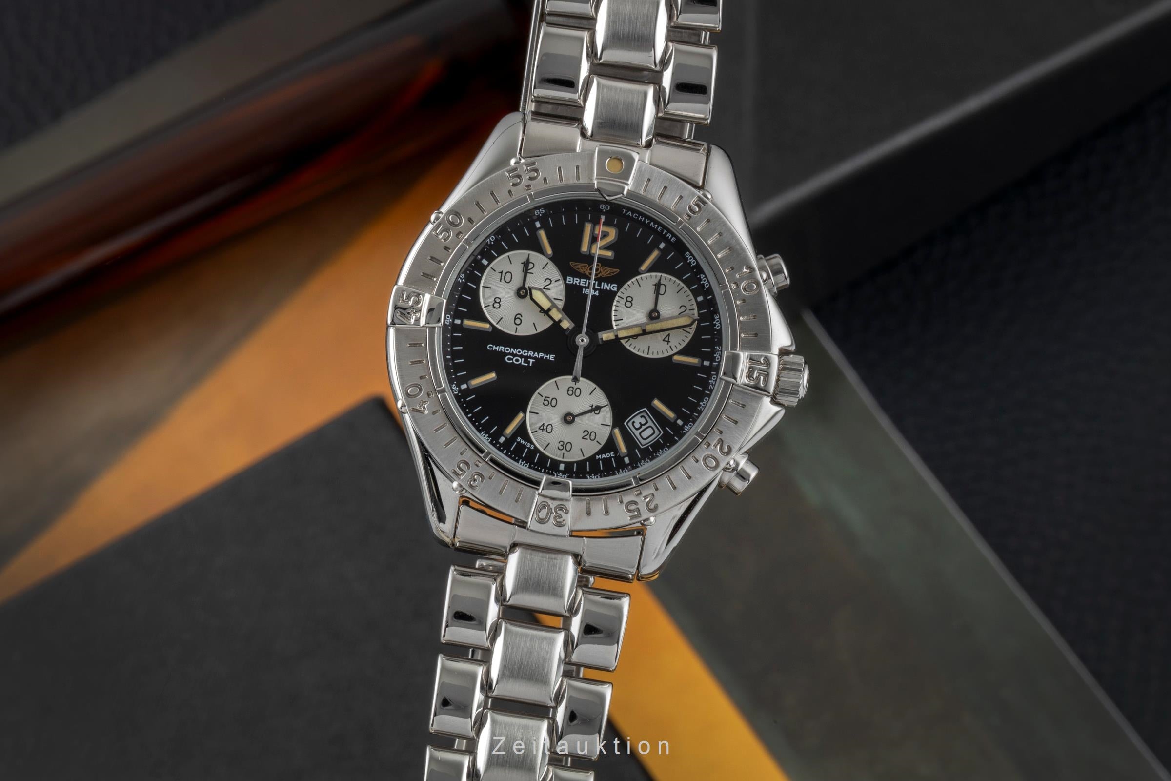 Breitling Colt Chronograph Black Dial Quarz Stahl Herrenuhr Ref. A53035 Papiere [2605211]