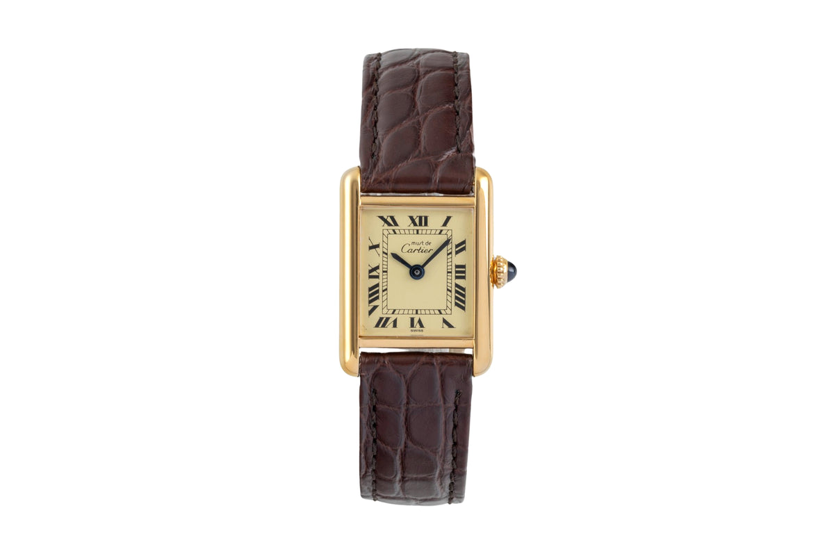 Cartier Tank argento dorato carica manuale orologio da donna Vintage  [2605294]