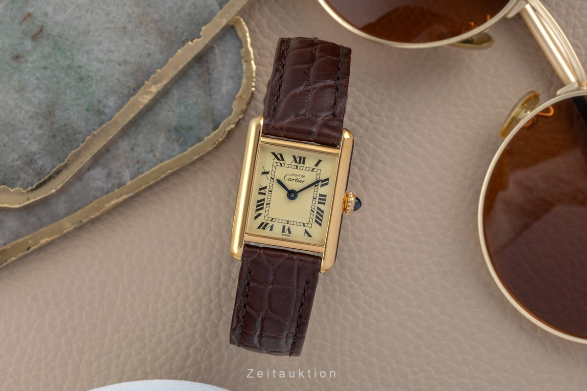 Cartier Tank silver-gilt manual winding women's watch Vintage  [2605294]