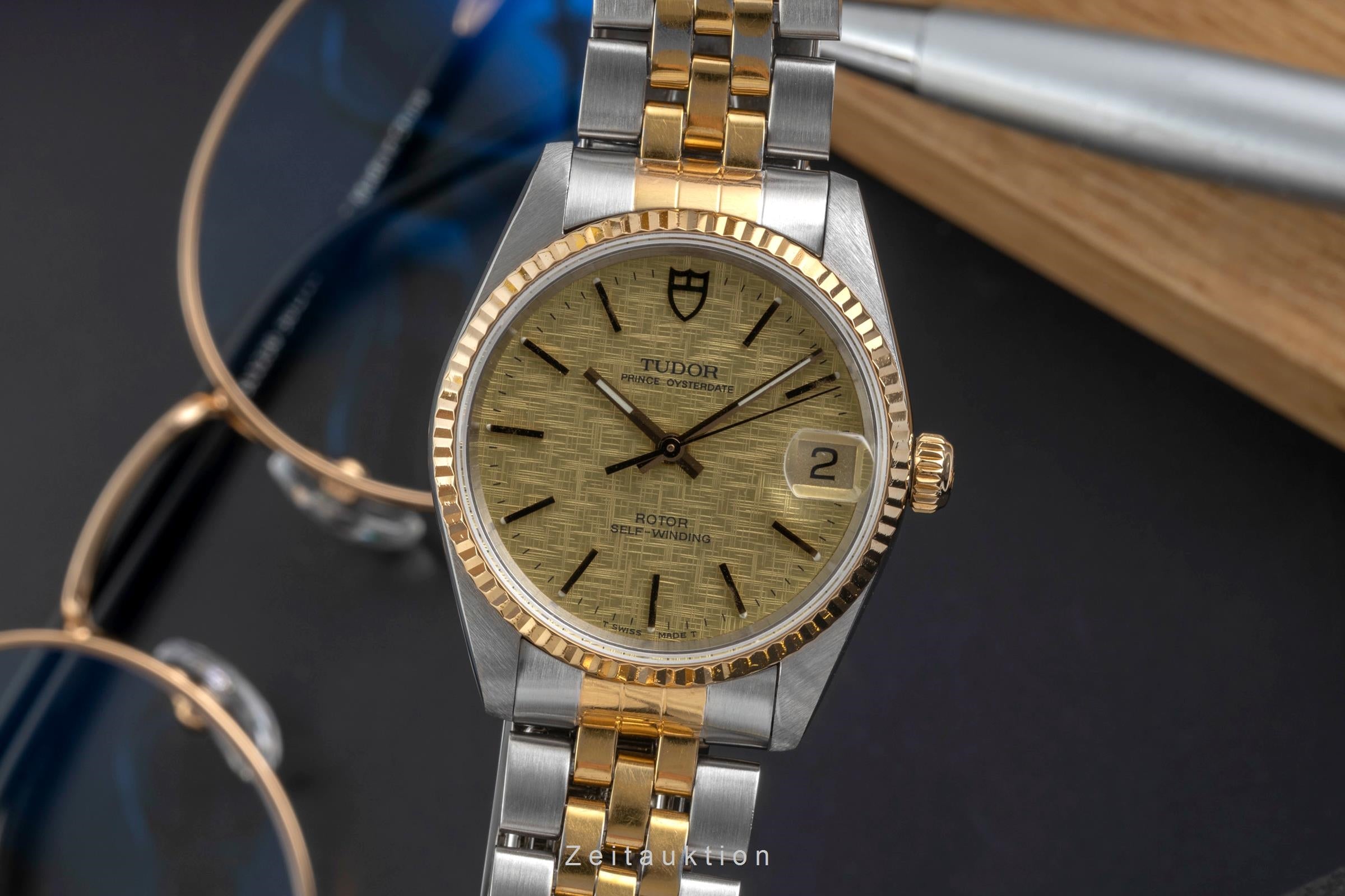 Tudor Prince Date Stahl / Gold Linen Dial Automatik Datum Herrenuhr Ref. 72033  [2605303]