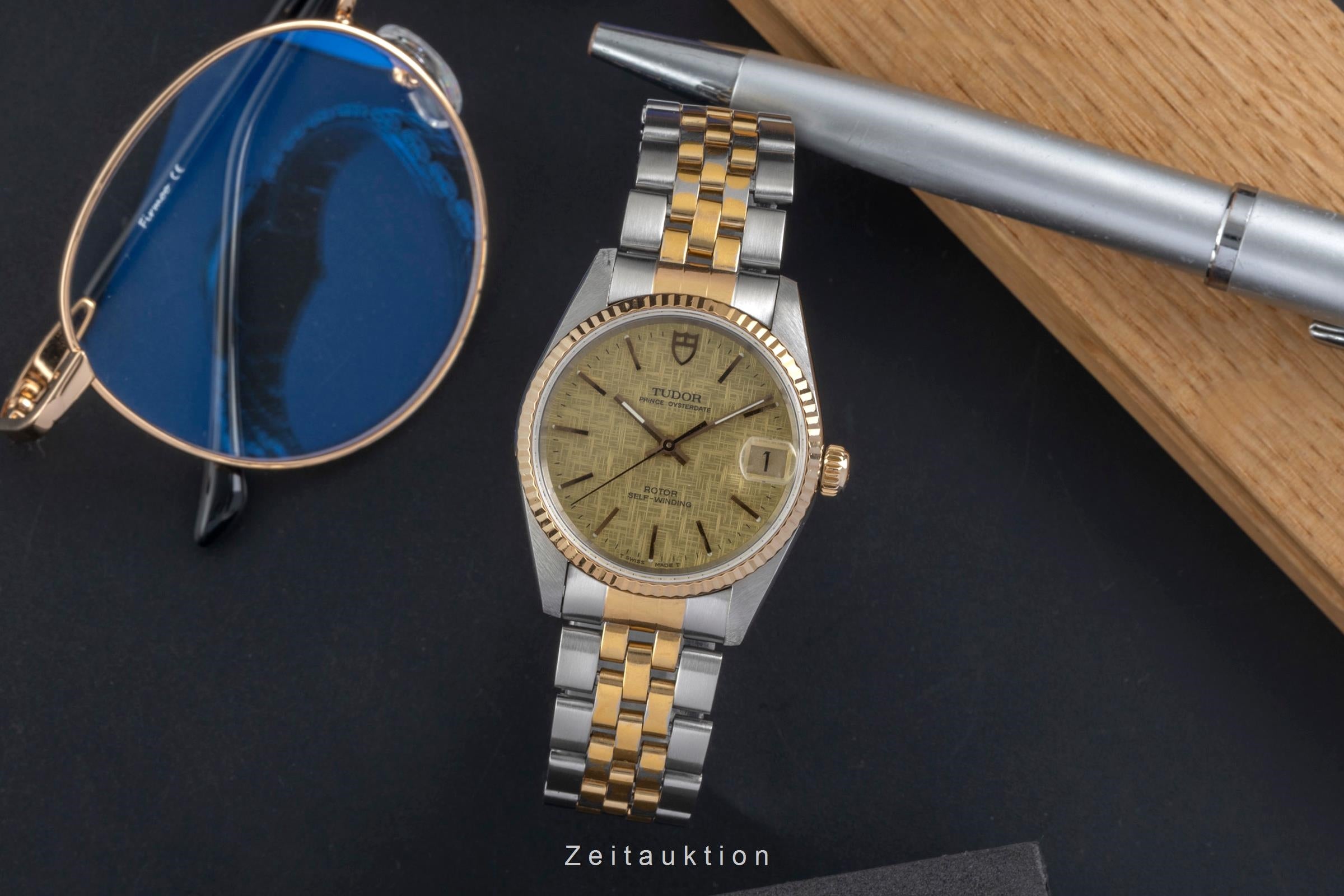 Tudor Prince Date Stahl / Gold Linen Dial Automatik Datum Herrenuhr Ref. 72033  [2605303]