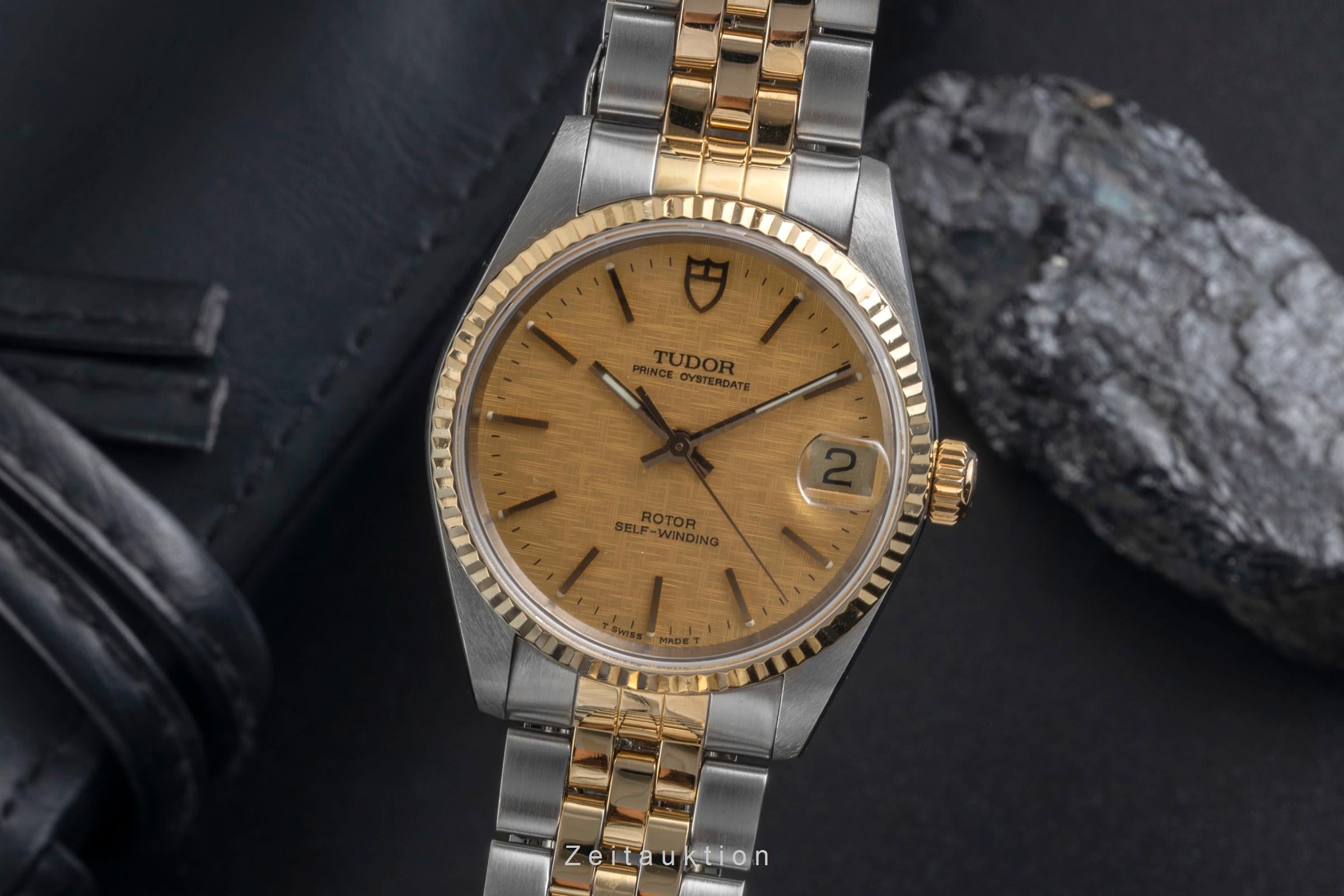 Tudor Prince Date Stahl / Gold Linen Dial Automatik Datum Herrenuhr Ref. 72033 [2605304]