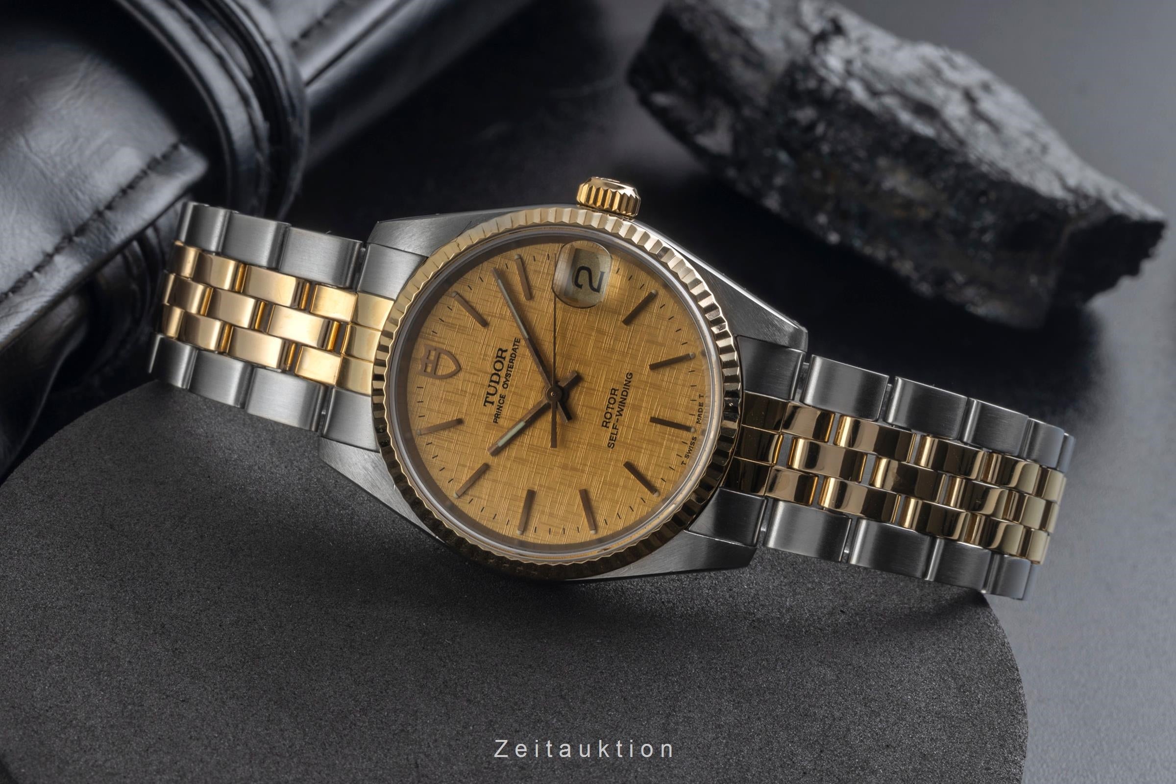 Tudor Prince Date Stahl / Gold Linen Dial Automatik Datum Herrenuhr Ref. 72033 [2605304]
