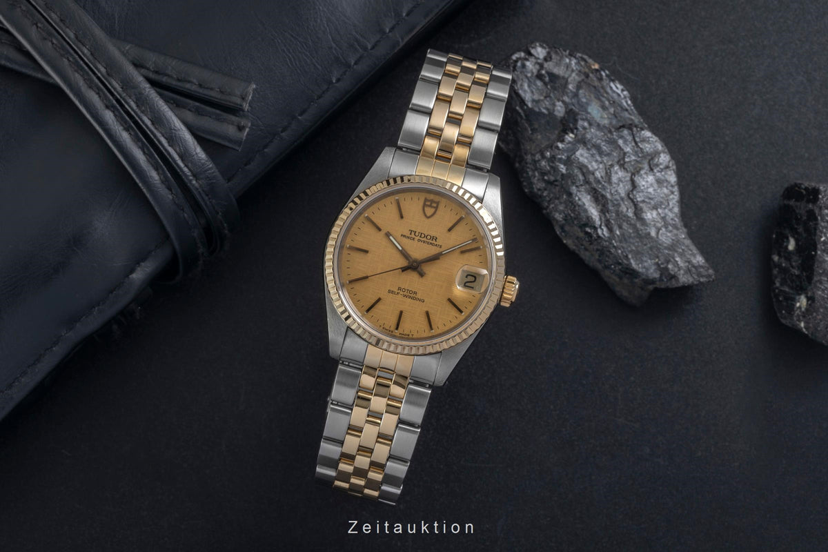 Tudor Prince Date Stahl / Gold Linen Dial Automatik Datum Herrenuhr Ref. 72033 [2605304]
