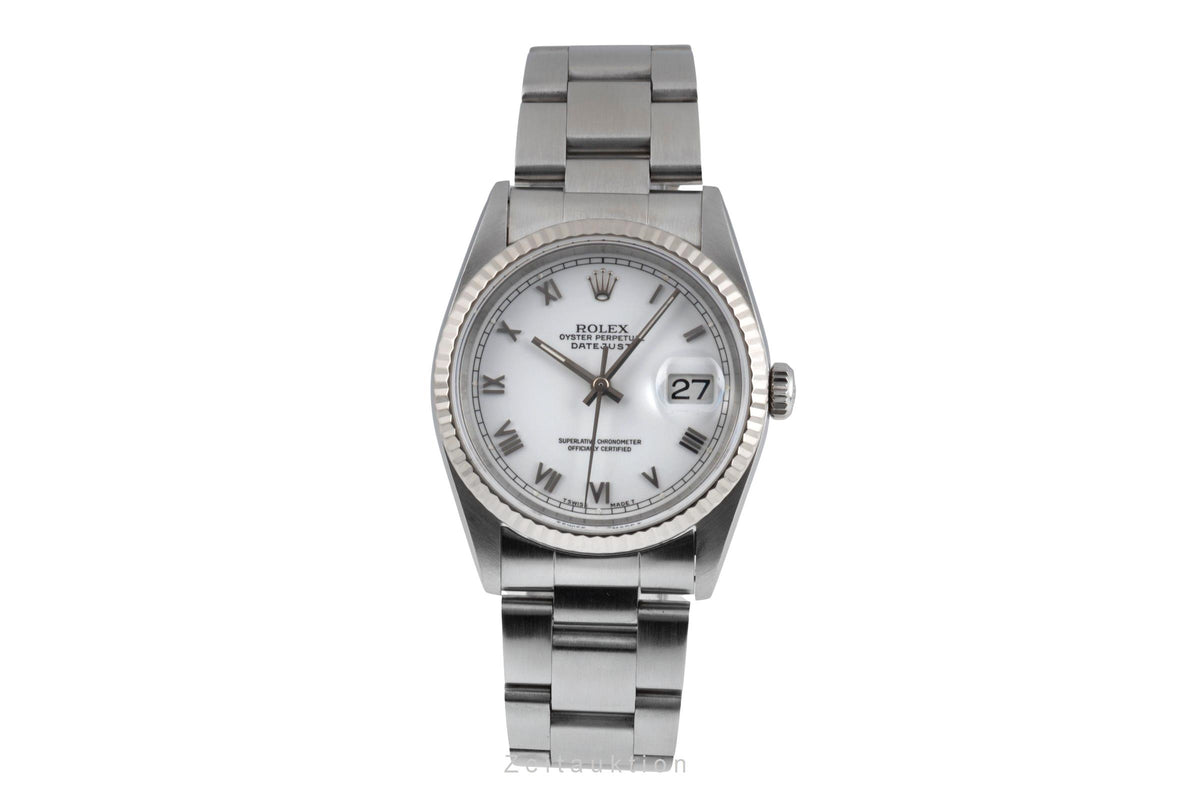 Rolex Datejust 36 White Roman Dial Stahl / Weissgold Automatik 16234 Klassiker  [2605308]