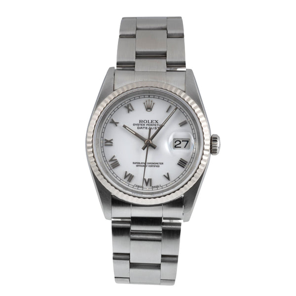Rolex Datejust 36 White Roman Dial Stahl / Weissgold Automatik 16234 Klassiker  [2605308]