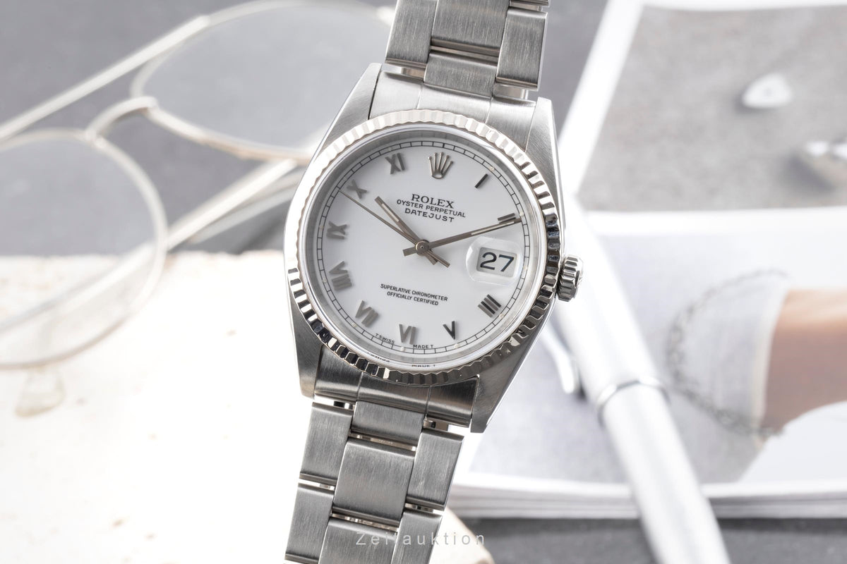 Rolex Datejust 36 White Roman Dial Stahl / Weissgold Automatik 16234 Klassiker  [2605308]