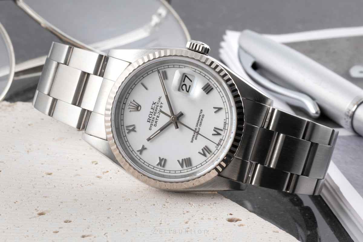Rolex Datejust 36 White Roman Dial Stahl / Weissgold Automatik 16234 Klassiker  [2605308]