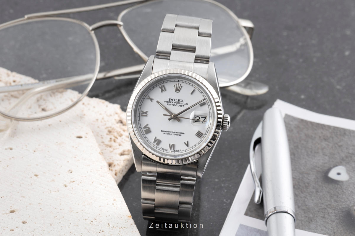 Rolex Datejust 36 White Roman Dial Stahl / Weissgold Automatik 16234 Klassiker  [2605308]