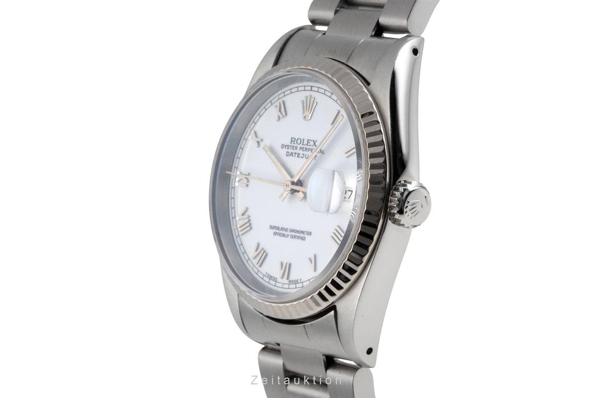 Rolex Datejust 36 White Roman Dial Stahl / Weissgold Automatik 16234 Klassiker  [2605308]