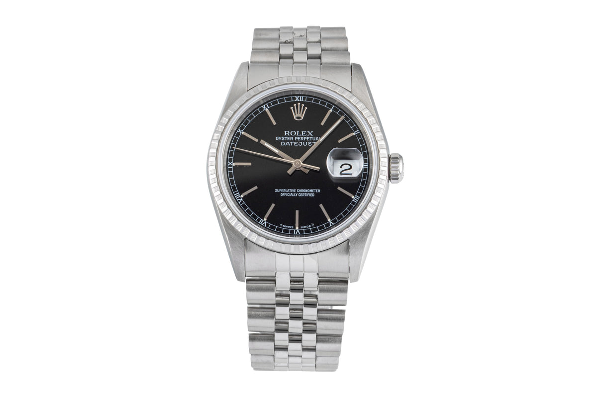 Rolex Datejust 36 Black Dial Oyster Stahl Automatik Herrenuhr Ref. 16220 U-Serie [2605313]