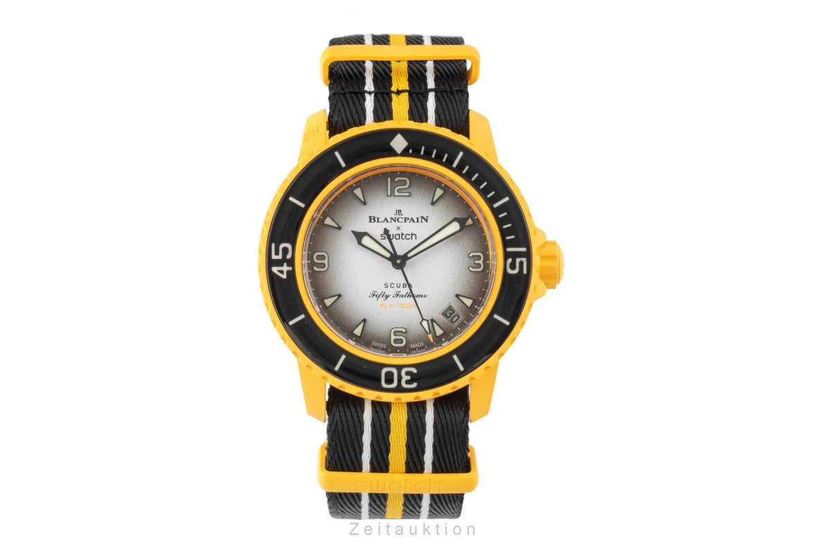Swatch Blancpain Scuba Fifty Fathoms ceramic automatic men's watch SO35P100  [2605399]