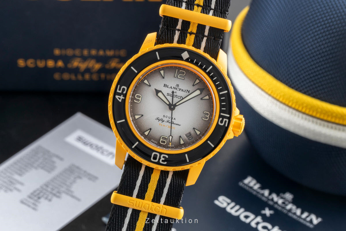 Swatch Blancpain Scuba Fifty Fathoms ceramic automatic men's watch SO35P100  [2605399]