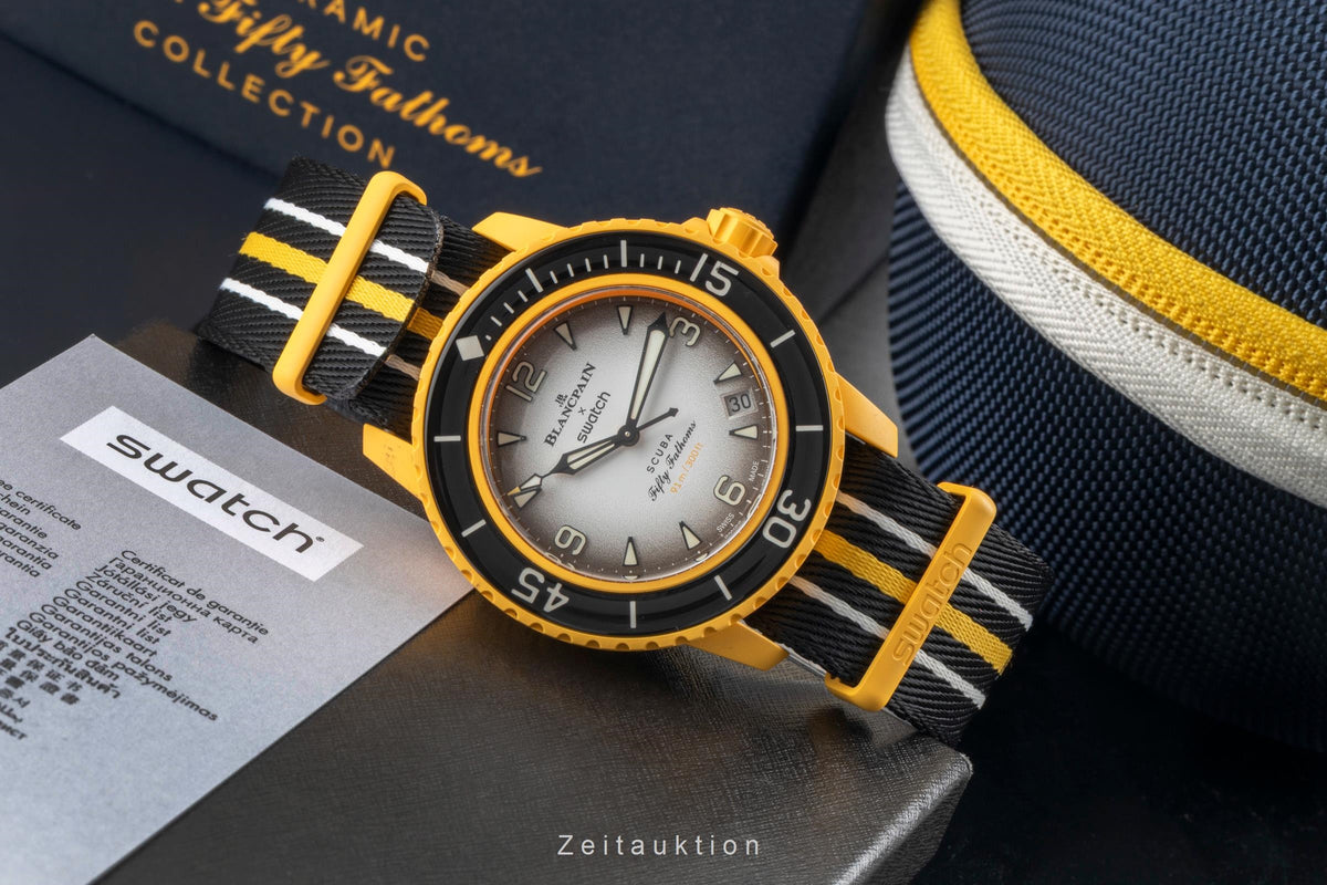 Swatch Blancpain Scuba Fifty Fathoms ceramic automatic men's watch SO35P100  [2605399]