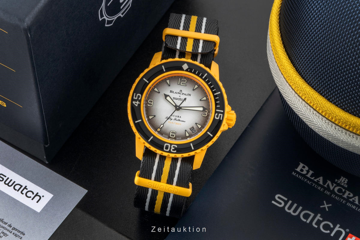 Swatch Blancpain Scuba Fifty Fathoms ceramic automatic men's watch SO35P100  [2605399]