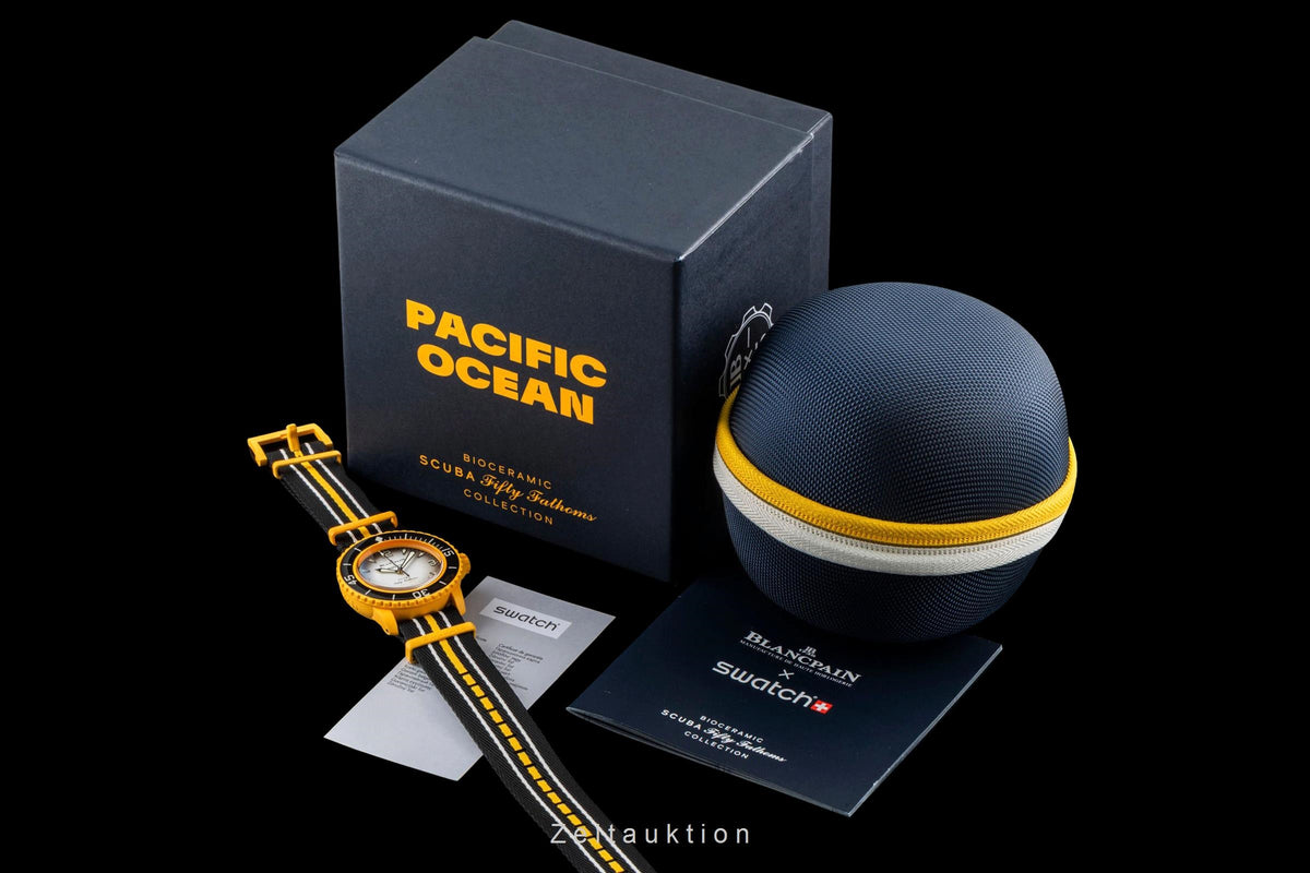 Swatch Blancpain Scuba Fifty Fathoms ceramic automatic men's watch SO35P100  [2605399]