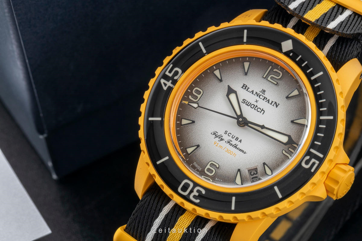 Swatch Blancpain Scuba Fifty Fathoms ceramic automatic men's watch SO35P100  [2605399]