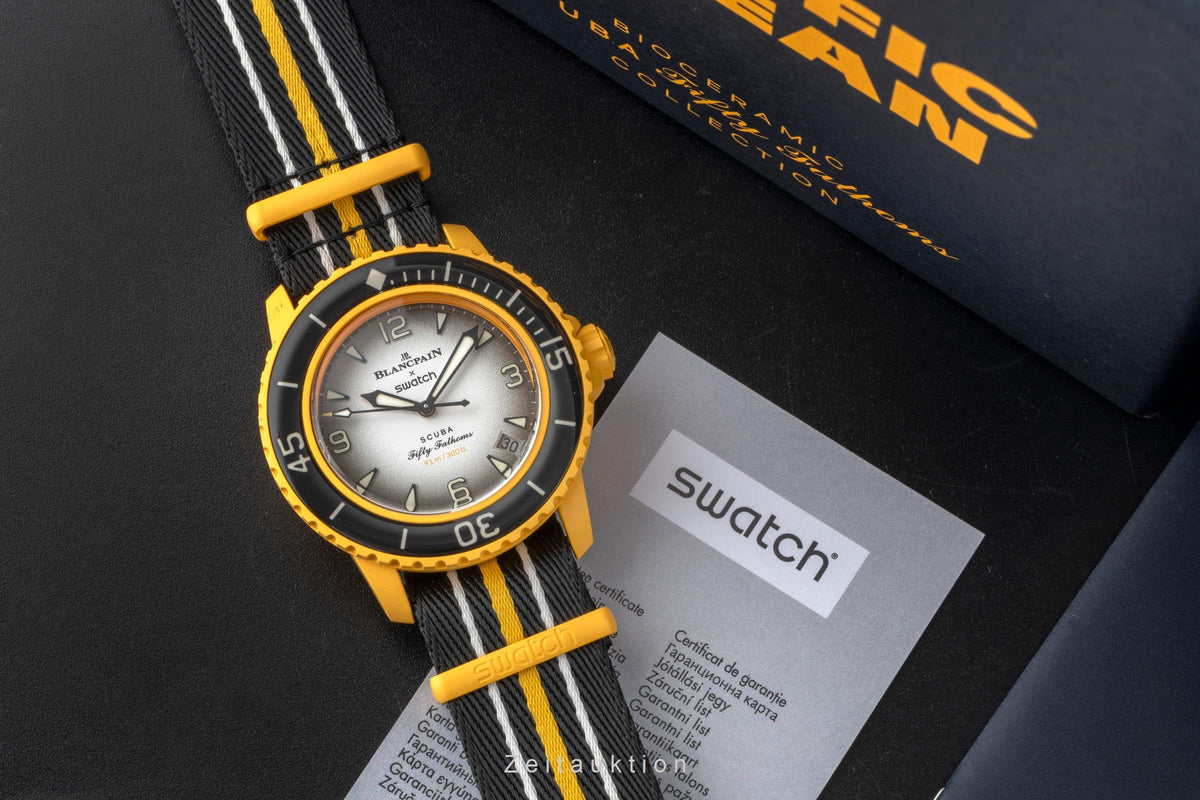 Swatch Blancpain Scuba Fifty Fathoms ceramic automatic men's watch SO35P100  [2605399]