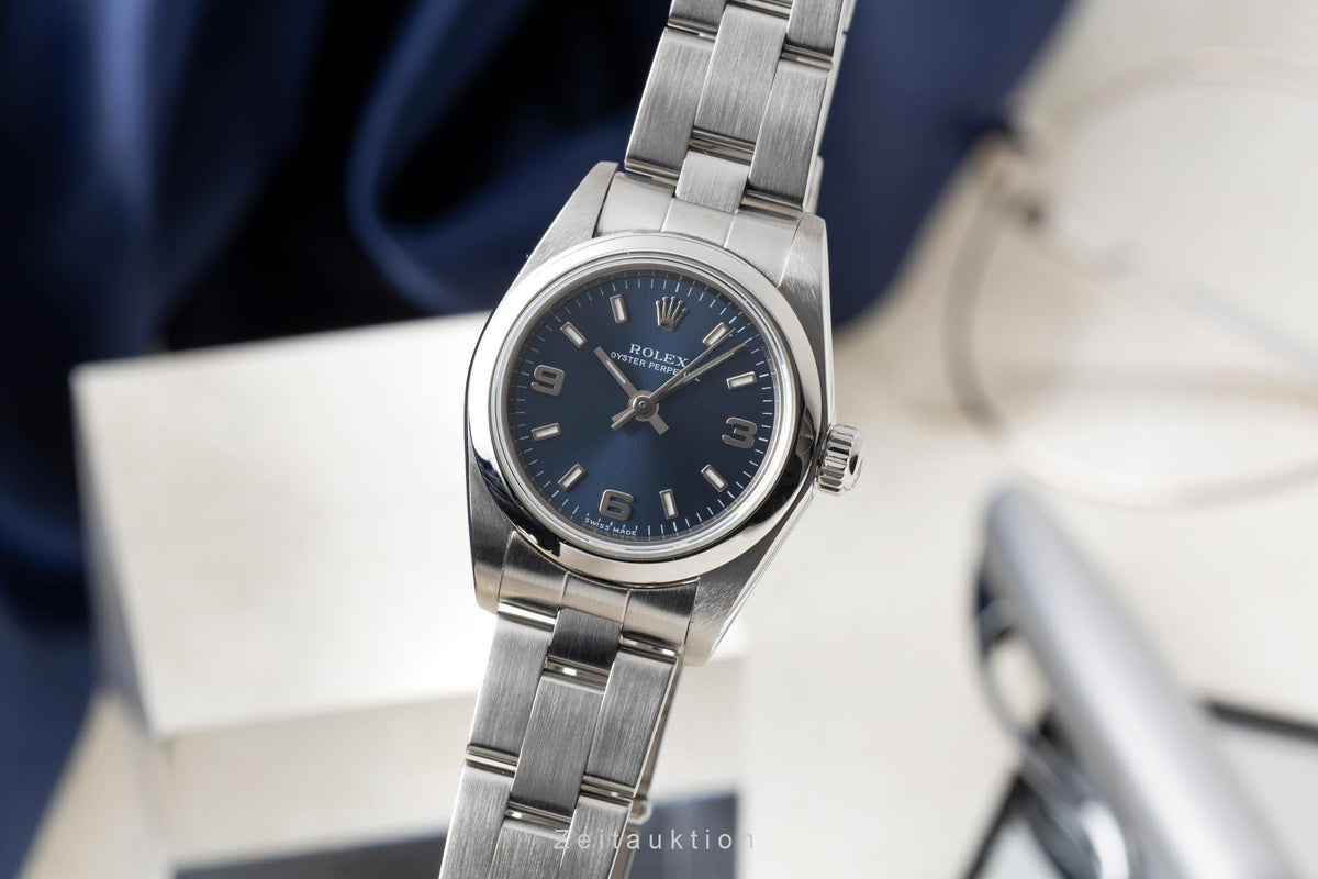 Rolex Oyster Perpetual Silver Dial Stahl Automatik Damenuhr Ref. 76080 Y-Serie [2605419]