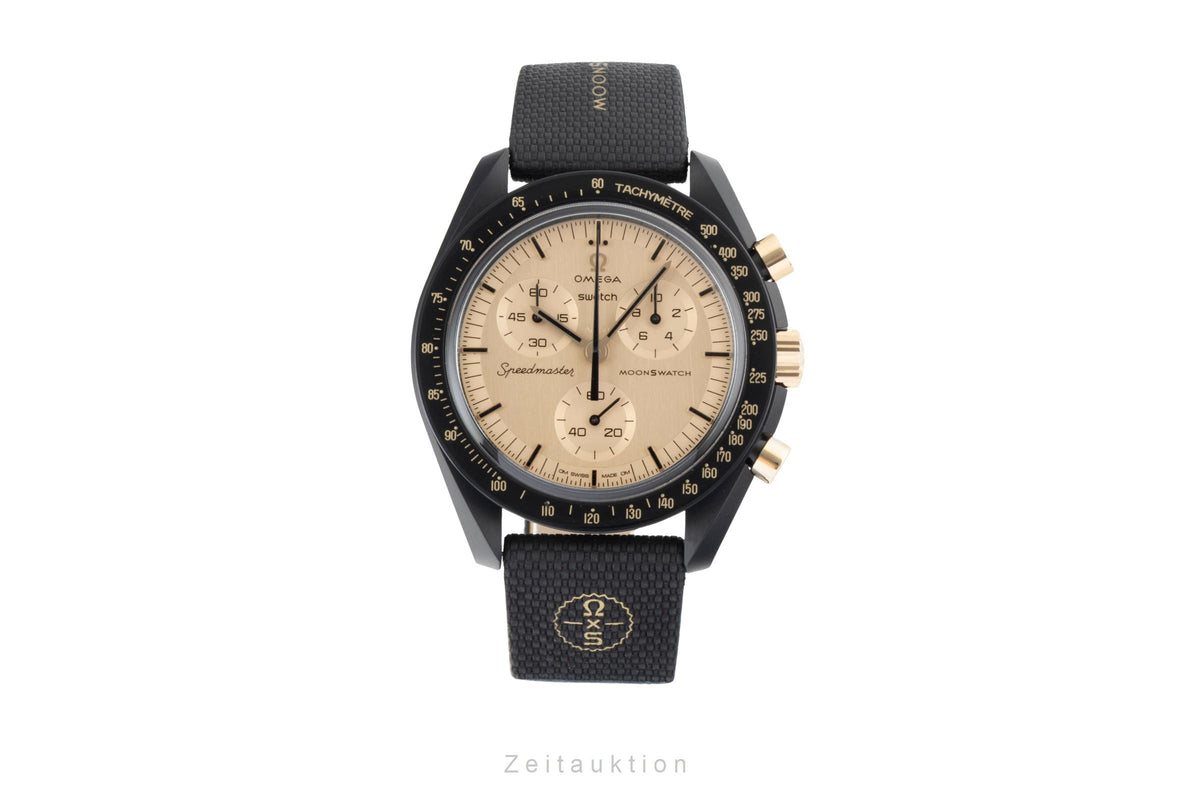 Swatch Omega Moonswatch chronograph ceramic / gold quartz men's watch SSX01B700 Limited  [2605440]