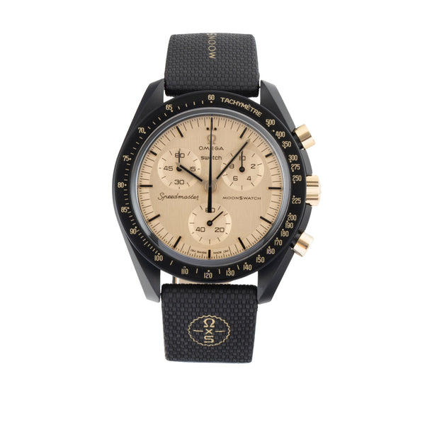 Swatch Omega Moonswatch chronograph ceramic / gold quartz men's watch SSX01B700 Limited  [2605440]