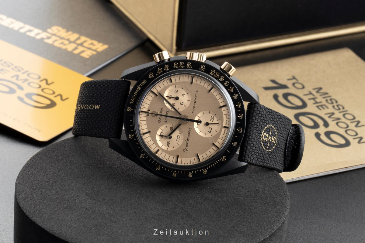 Swatch Omega Moonswatch chronograph ceramic / gold quartz men's watch SSX01B700 Limited  [2605440]