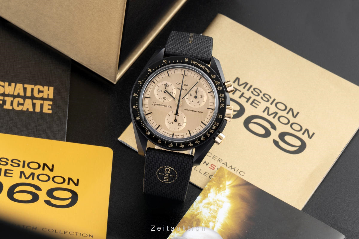 Swatch Omega Moonswatch chronograph ceramic / gold quartz men's watch SSX01B700 Limited  [2605440]