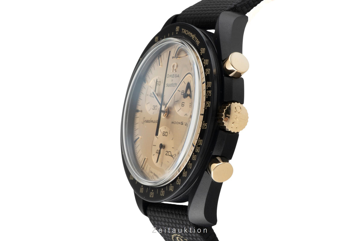 Swatch Omega Moonswatch chronograph ceramic / gold quartz men's watch SSX01B700 Limited  [2605440]