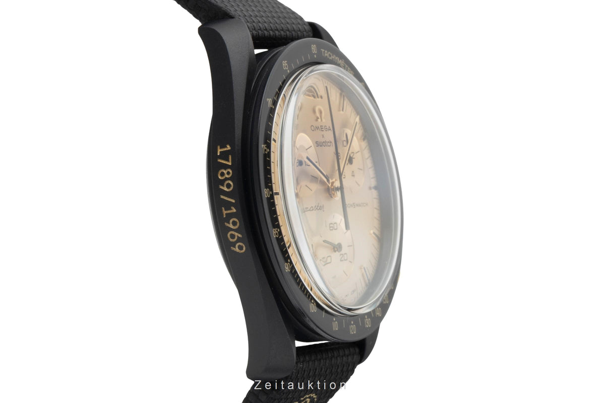 Swatch Omega Moonswatch chronograph ceramic / gold quartz men's watch SSX01B700 Limited  [2605440]