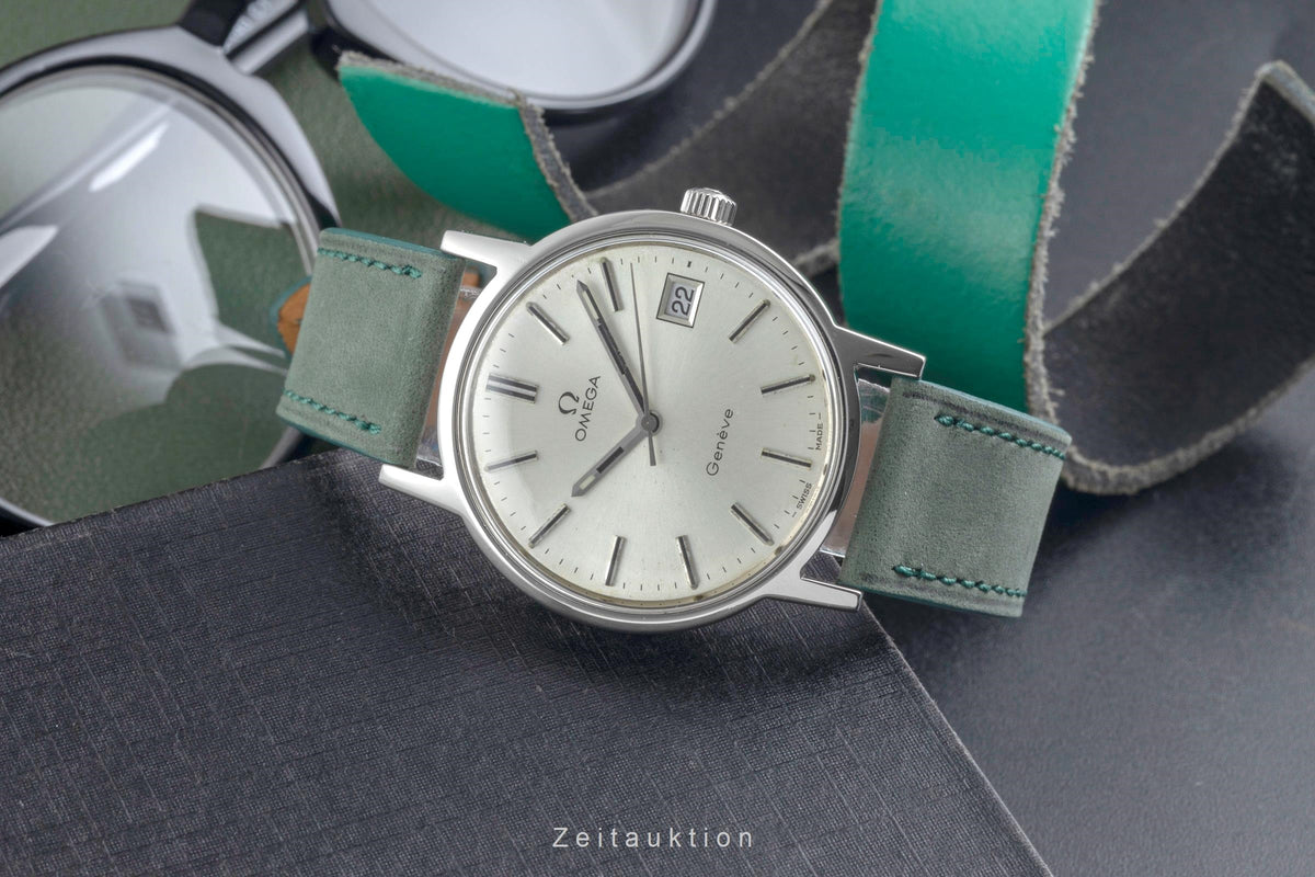 Omega Geneve acciaio carica manuale orologio da uomo 136.0104 Vintage  [2605476]