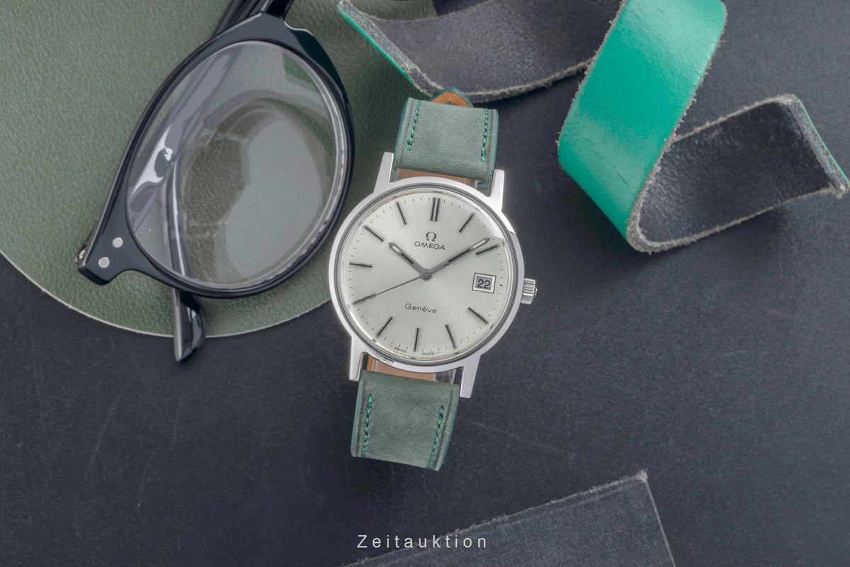 Omega Geneve acciaio carica manuale orologio da uomo 136.0104 Vintage  [2605476]