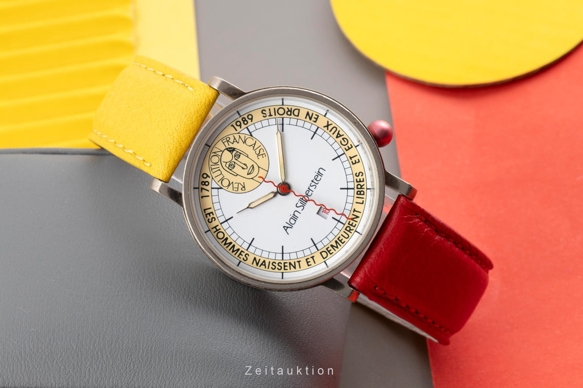 Alain Silberstein chromed brass quartz men's watch  [2605478]