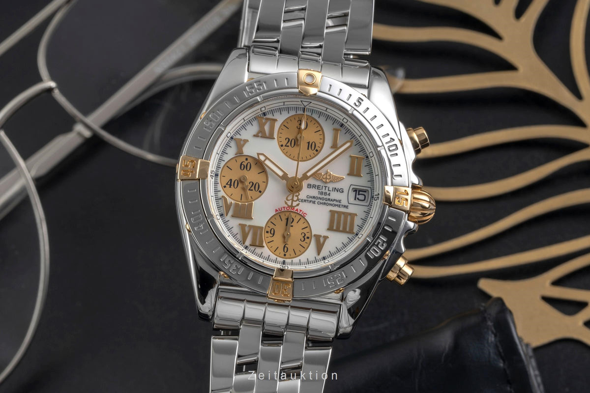 Breitling Chronograph Cockpit Stahl Gold Ref. B13358 B152A97PA B&P 2006 [2605521]