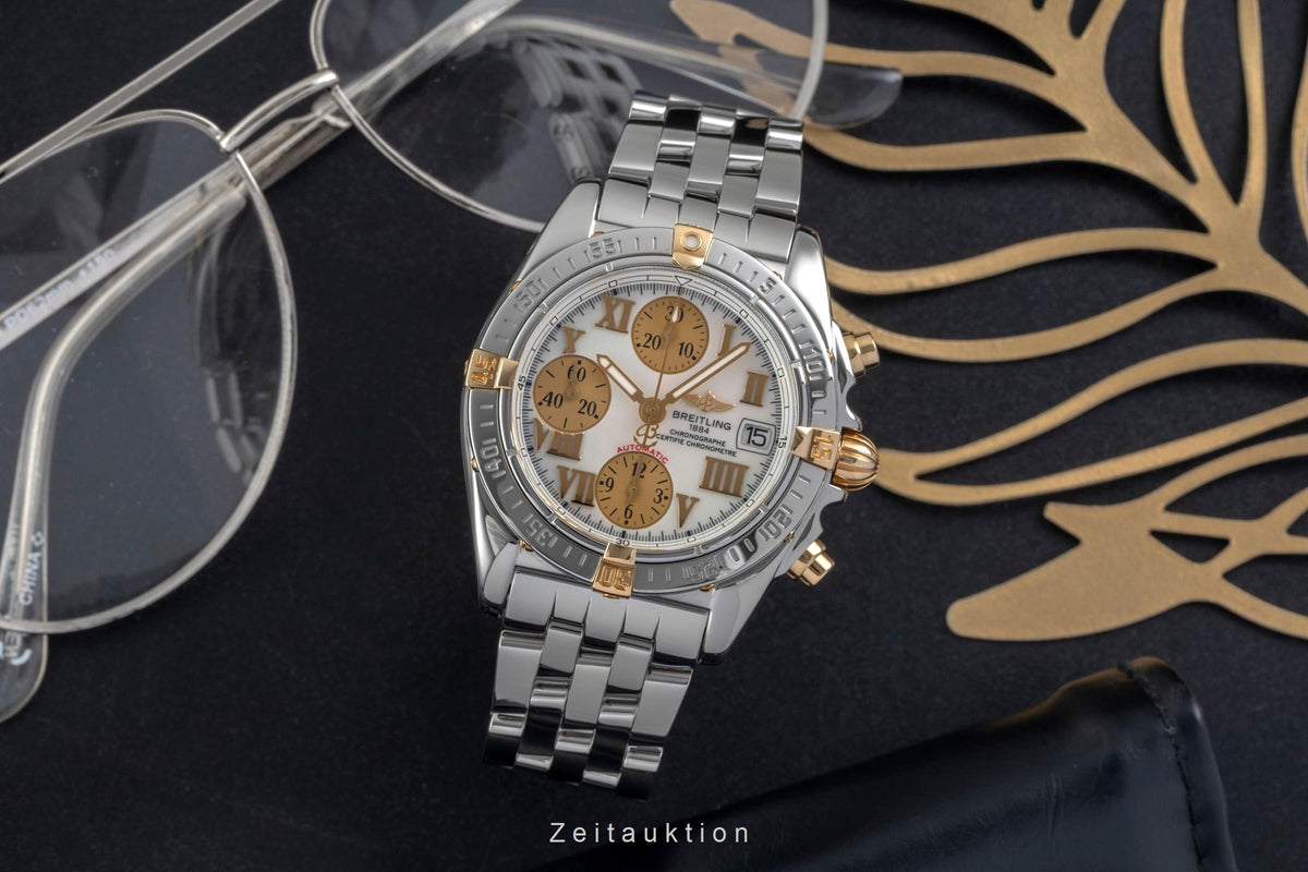 Breitling Chronograph Cockpit Stahl Gold Ref. B13358 B152A97PA B&P 2006 [2605521]