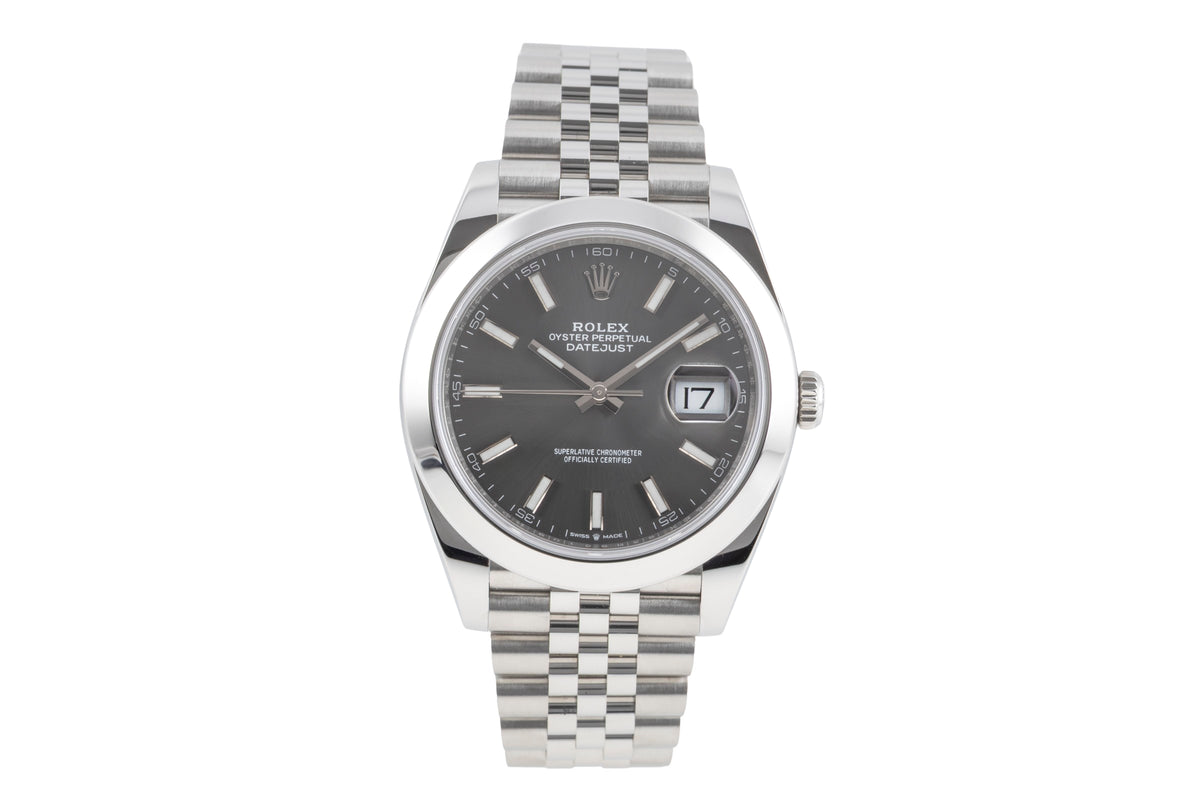 Rolex Datejust 41 Grey Dial Edelstahl Automatik Herrenuhr Ref. 126300 B&P 2021 [2605632]