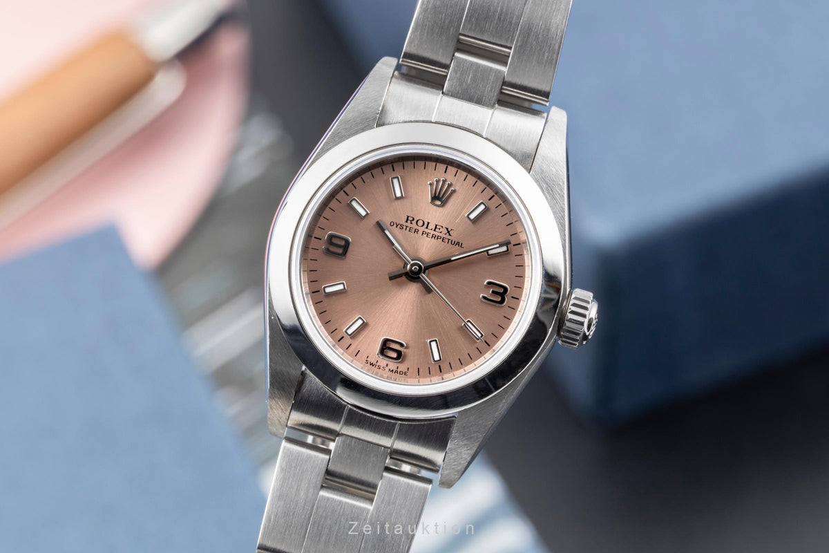 Rolex Oyster Perpetual Salmon Dial Edelstahl Automatik Ref. 76080 B&P 2005 [2605717]