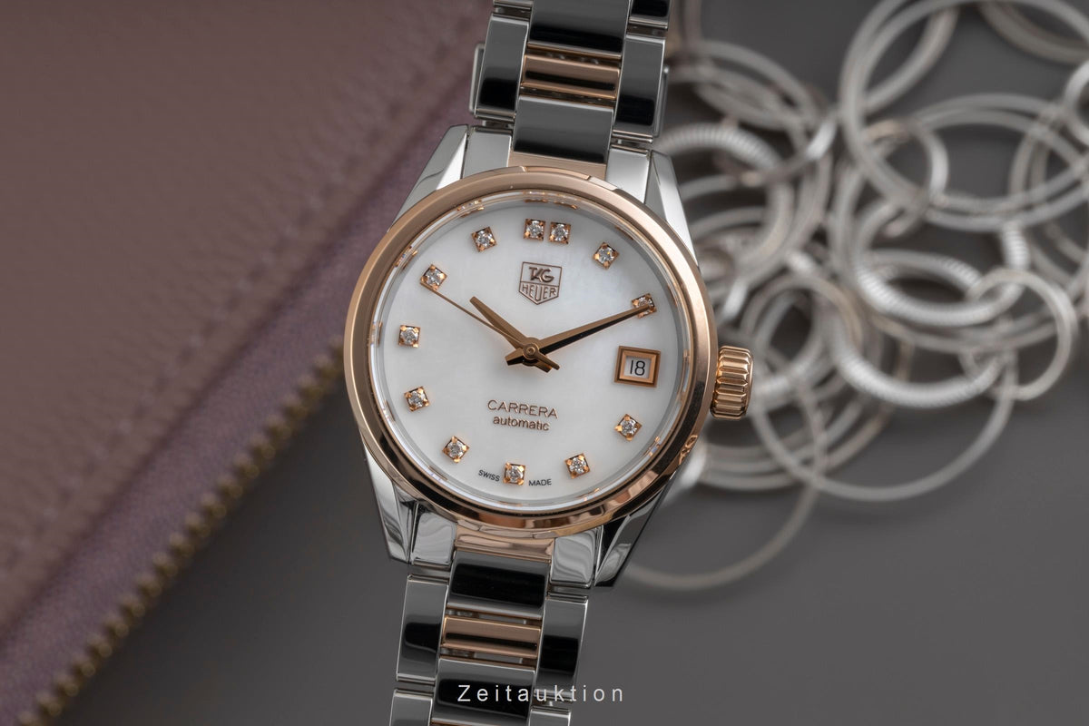 Tag Heuer Carrera Lady MOP Diamond Dial Stahl / Gold Automatik Ref WAR2452 [2605723]