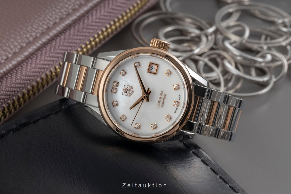 Tag Heuer Carrera Lady MOP Diamond Dial Stahl / Gold Automatik Ref WAR2452 [2605723]