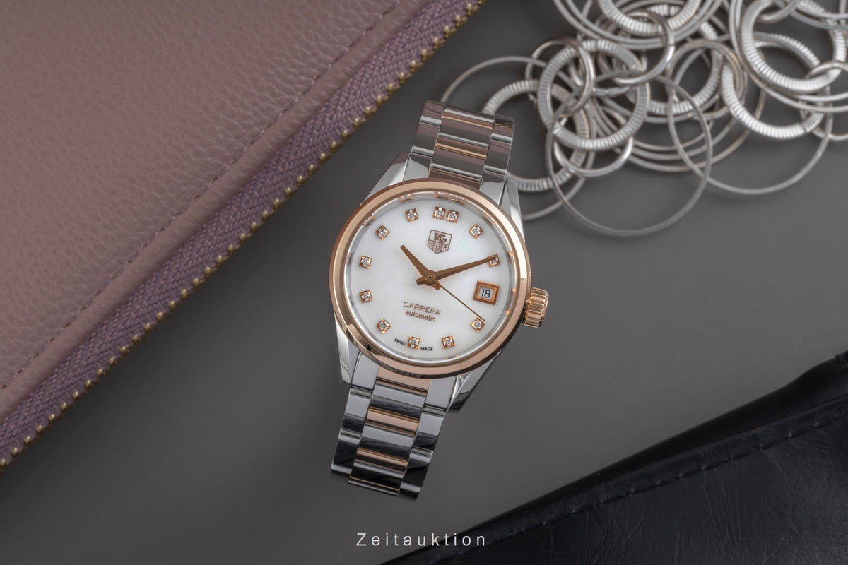 Tag Heuer Carrera Lady MOP Diamond Dial Stahl / Gold Automatik Ref WAR2452 [2605723]