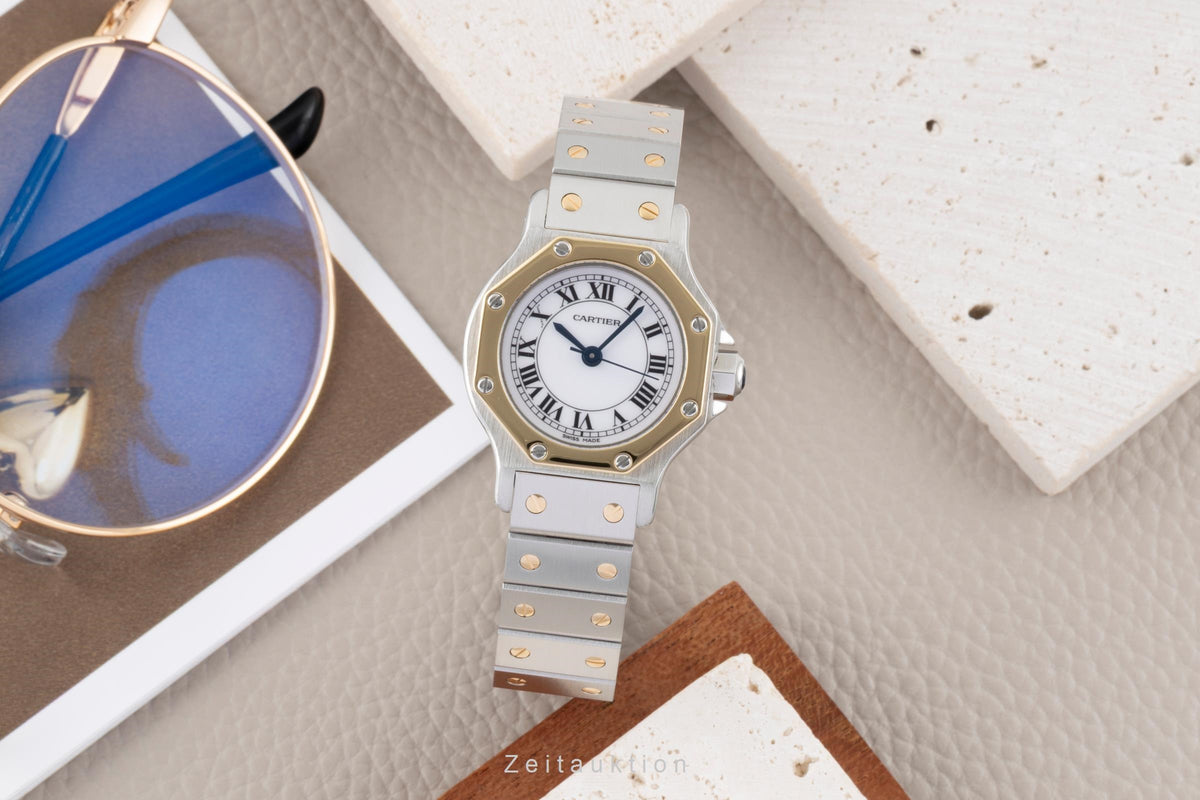 Cartier Santos steel / gold automatic women's watch 0907  [2605729]