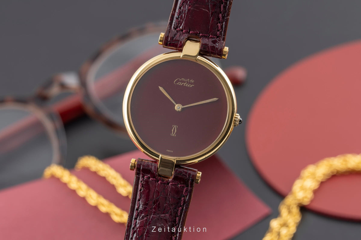 Cartier Vendome argento dorato quarzo orologio da donna  [2605733]