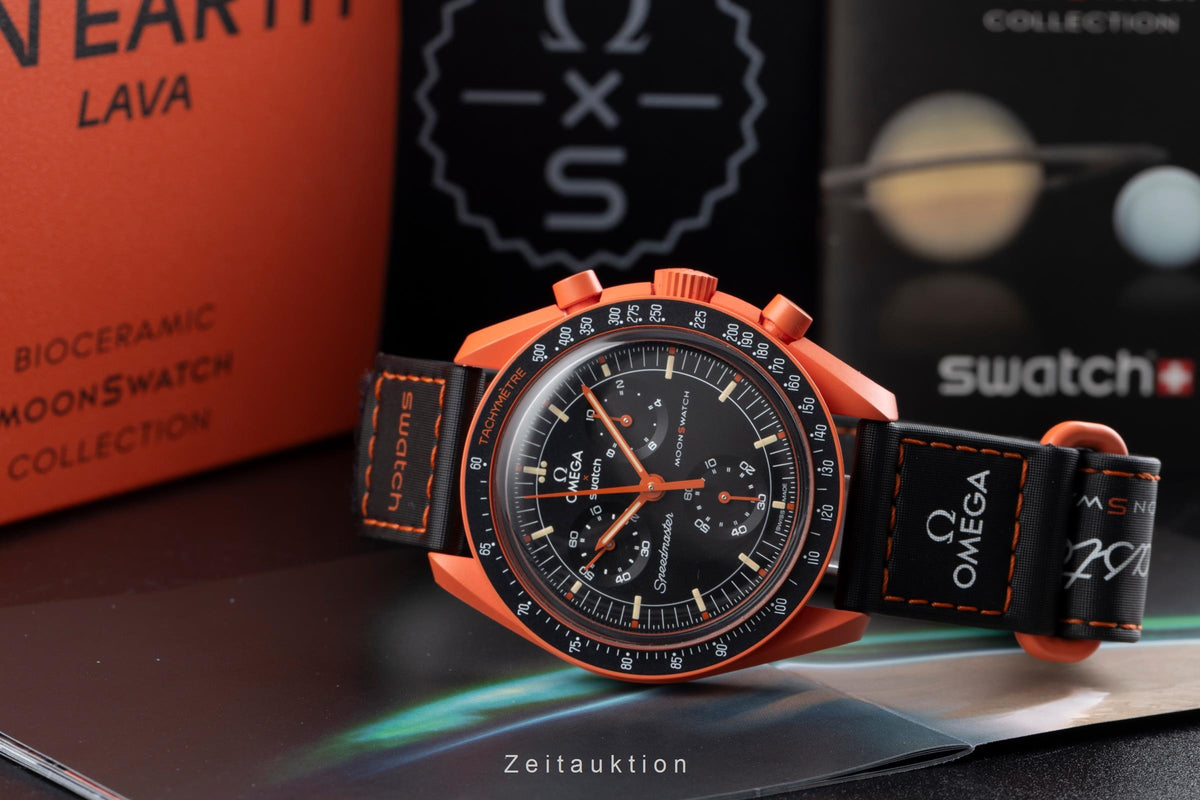 Swatch Omega Moonswatch chronograph ceramic / steel quartz men's watch SO33O100  [2605759]