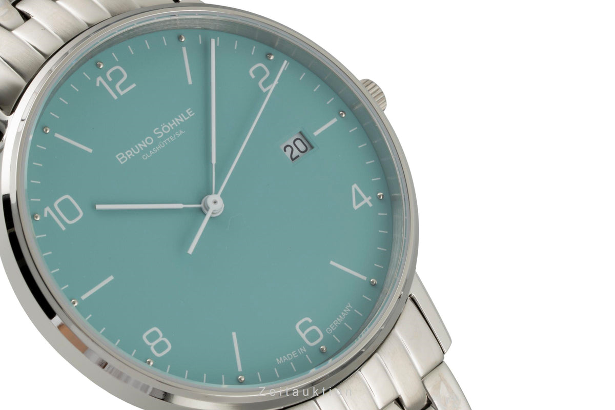 Bruno Söhnle Glashütte Rondo Petrol Stahl Quarz Herrenuhr Ref. 17-13105-422  [2605788]