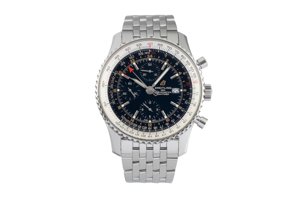 Breitling Navitimer World GMT Chronograph Edelstahl Automatik Ref. A24322 B&P [2605826]