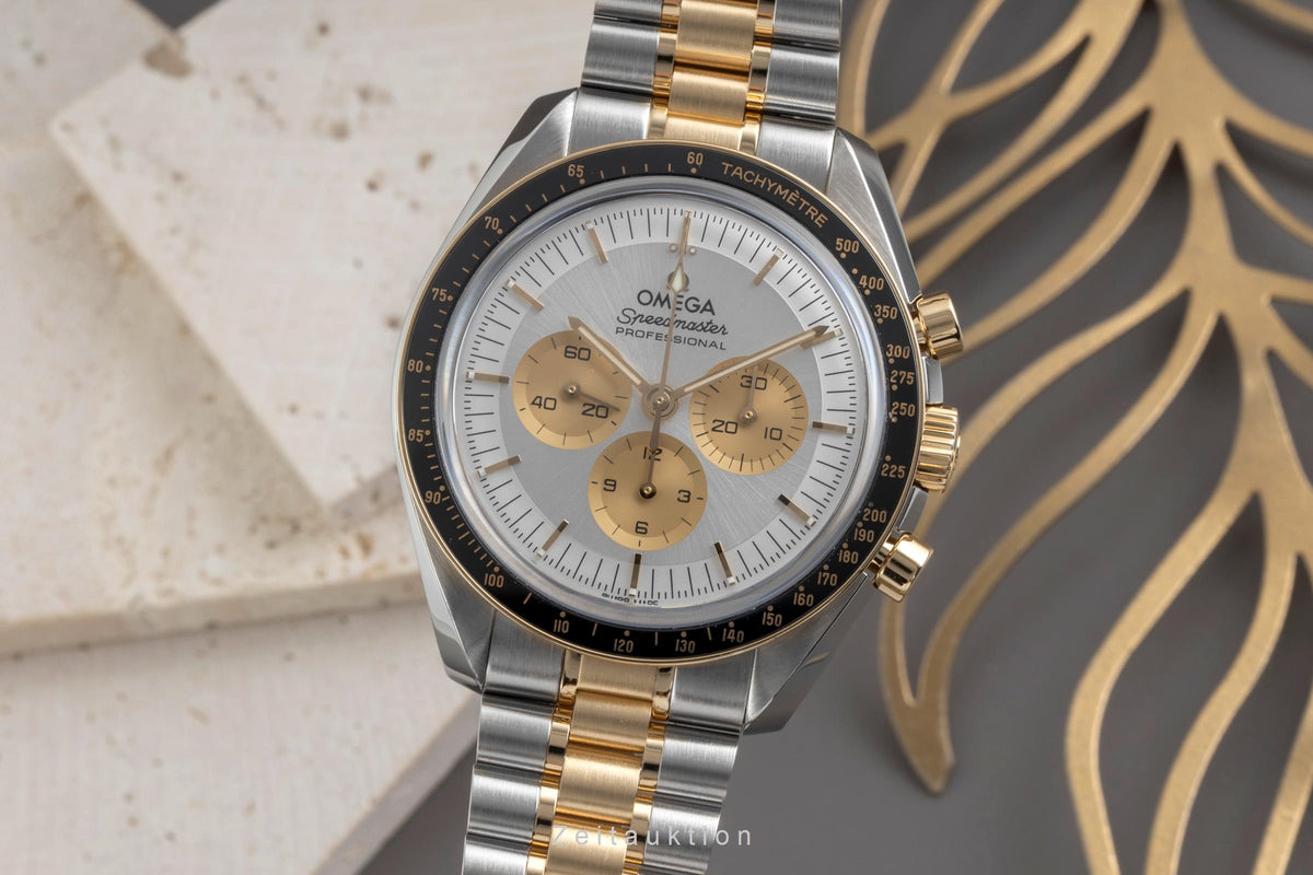 Omega Speedmaster Moonwatch chronographe acier / or  à remontage manuel montre pour hommes 310.20.42.50.02.001 LP: 20400EUR  [2605886]