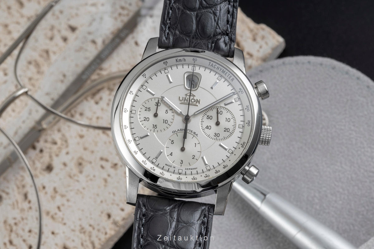 Union Glashütte Sport Chronograph Stahl Automatik Ref. 26-32-50-50-MB B&P [2605890]