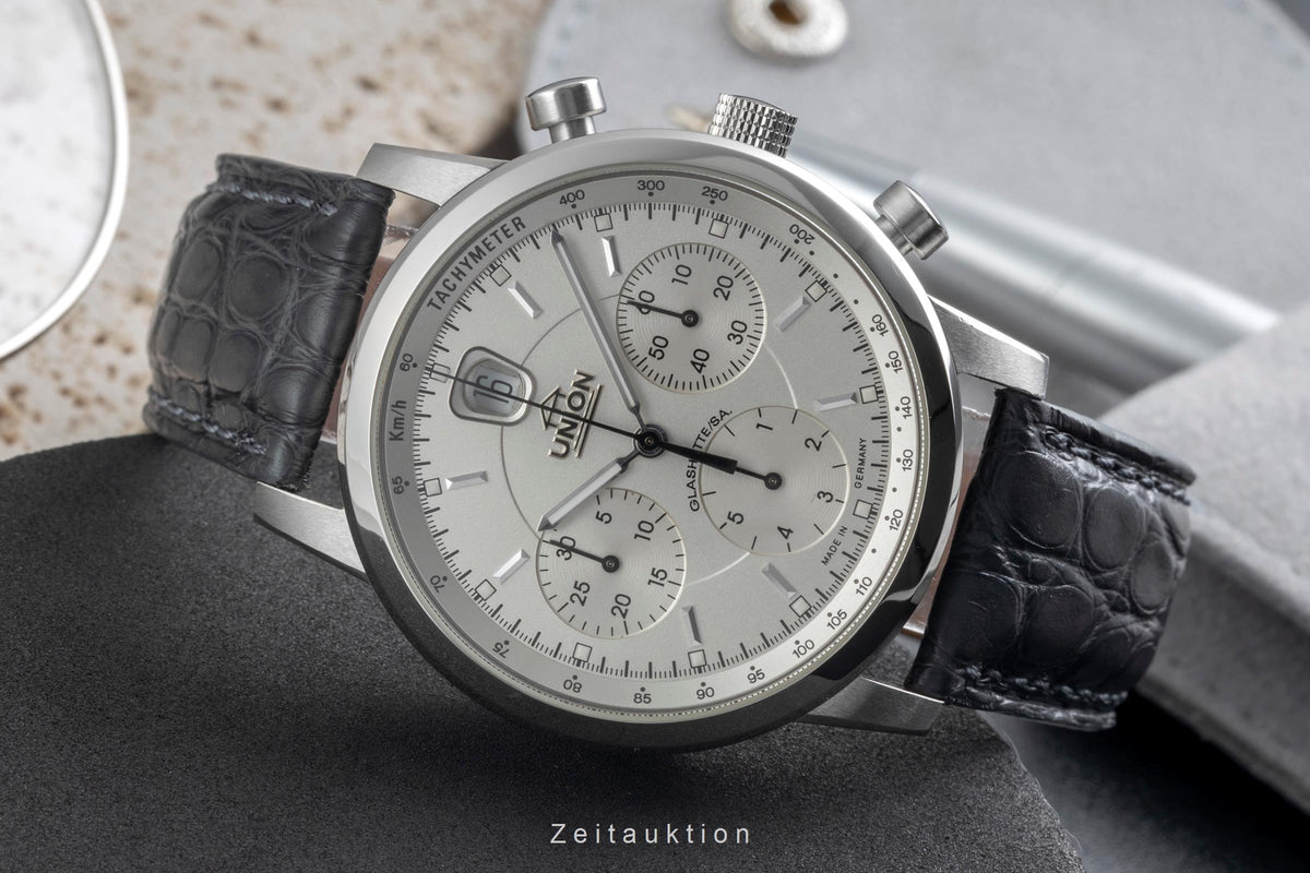 Union Glashütte Sport Chronograph Stahl Automatik Ref. 26-32-50-50-MB B&P [2605890]